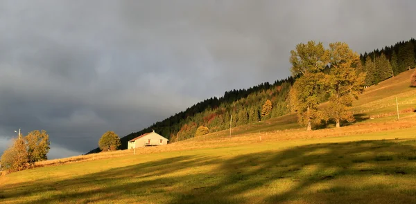 Krajina v podzimní západ slunce — Stock fotografie