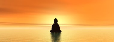 Meditation at sunset clipart