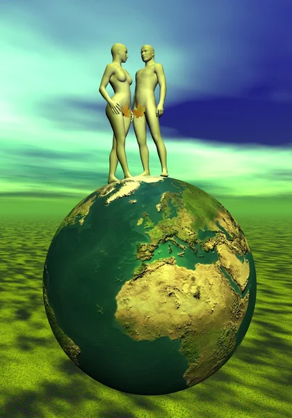 Adam und eve auf der Erde — Stockfoto