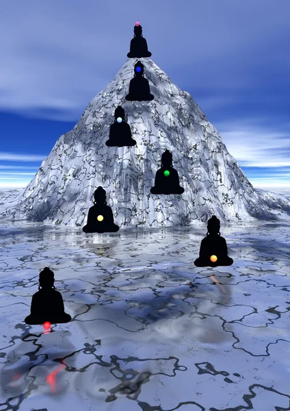 Seven chakras up to the mountain — Stock Photo, Image