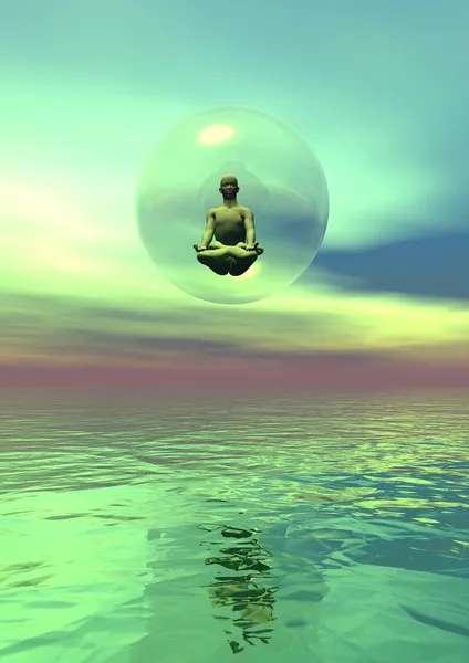 Медитируя в пузыре — стоковое фото