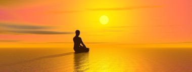 Meditation by sunset clipart
