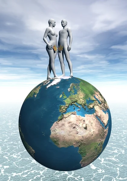 Adam och Eva på jorden — Stockfoto