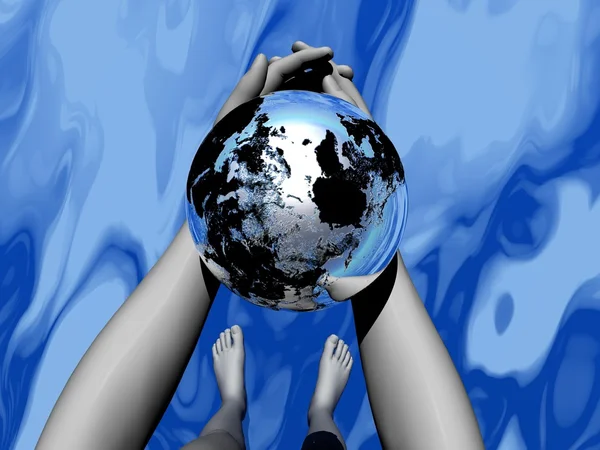 Human holding earth — Stock Photo, Image