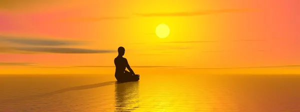 Meditatie door zonsondergang — Stockfoto