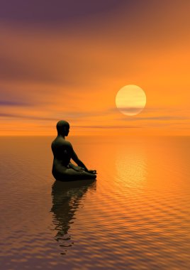 Meditation by sunset clipart