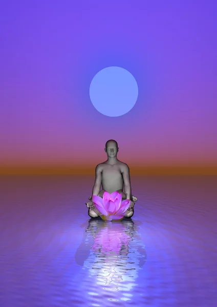 Meditation and waterlily — Stock Photo, Image