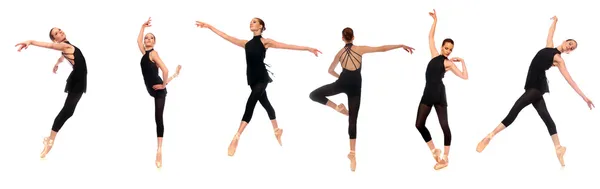 Ballet En Pointe Poses no Estúdio — Fotografia de Stock