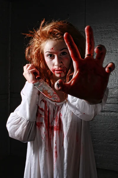 Θέμα εικόνας τρόμου με αιμορραγία Εσπερινού γυναίκα — Φωτογραφία Αρχείου
