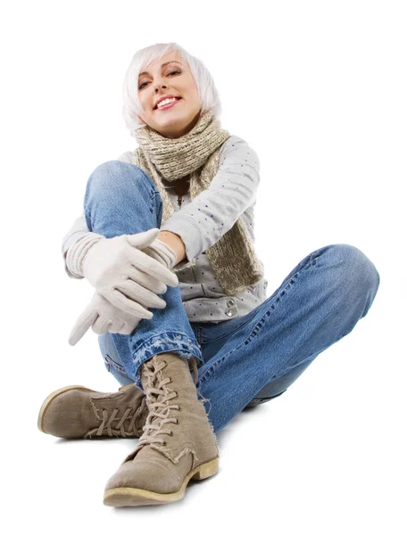 Beautiful lady in warm clothes — Stock Photo, Image