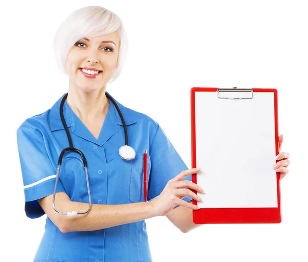 Miła pielęgniarka na białym tle — Zdjęcie stockowe