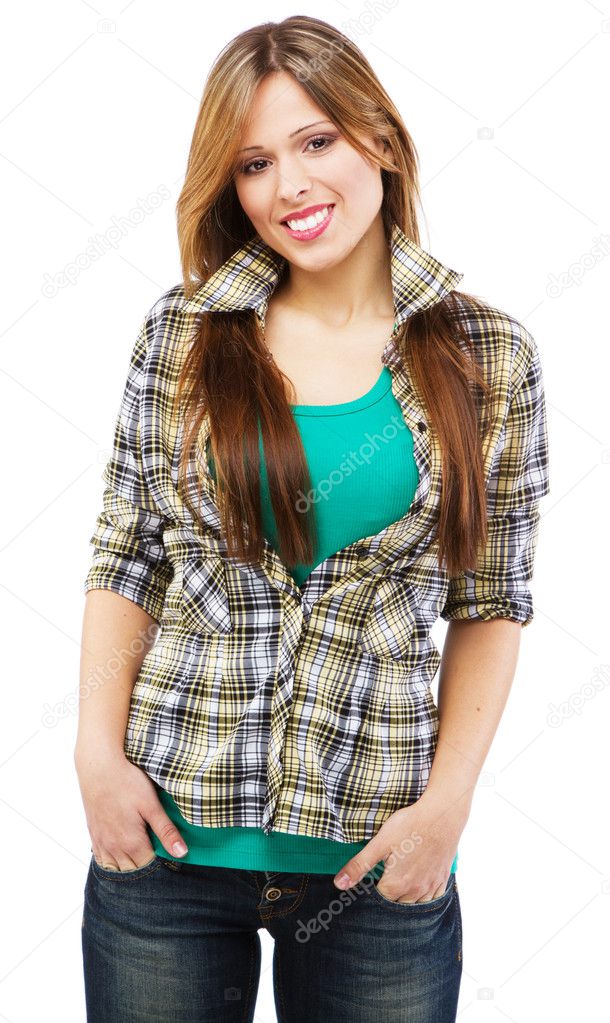 Cheerful girl in casual clothing — Stock Photo © gdolgikh #8069710