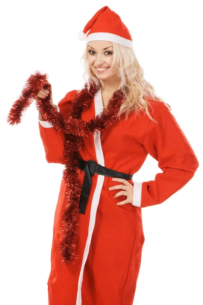 Mooie vrouw in santa kostuum — Stockfoto