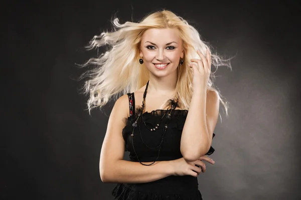 Blond model on black background — Stock Photo, Image