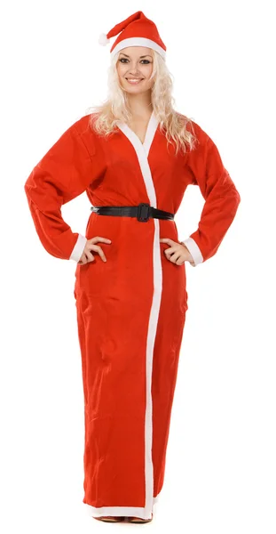 Mooie vrouw in santa kostuum — Stockfoto