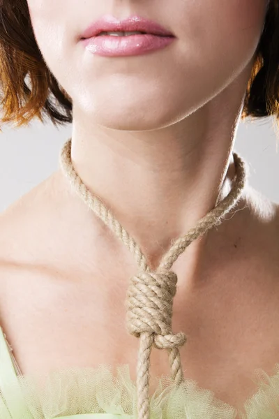 Beautiful woman with hangman's noose — Stock Photo, Image