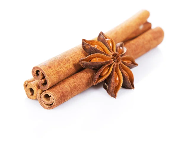 Cinnamon sticks and anisetree — Stock Photo, Image