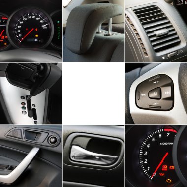 Collage of car interior details clipart