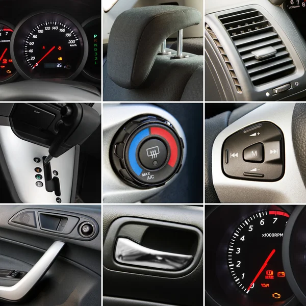 Collage di dettagli interni auto — Foto Stock