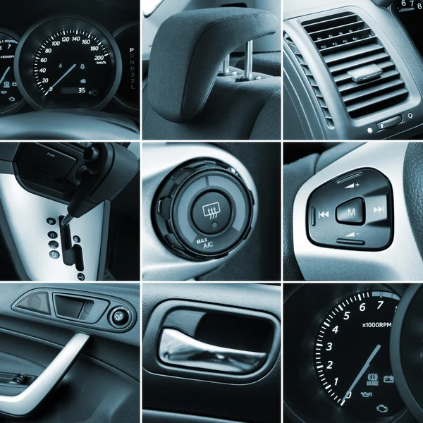 Colagem de detalhes do interior do carro — Fotografia de Stock