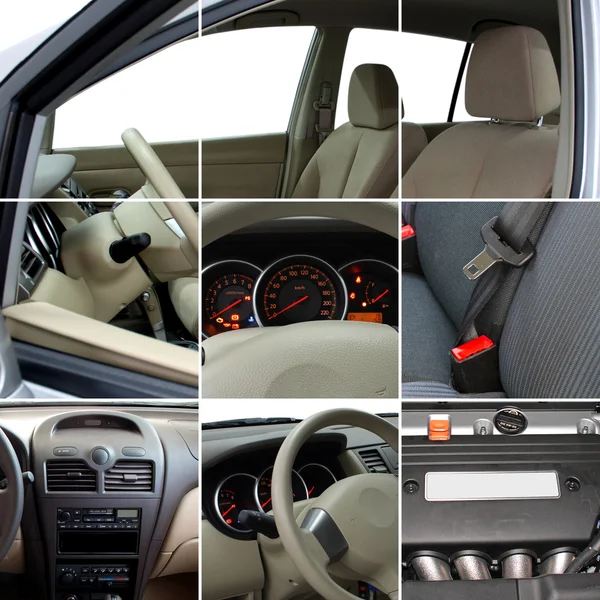 Colagem de detalhes do interior do carro — Fotografia de Stock