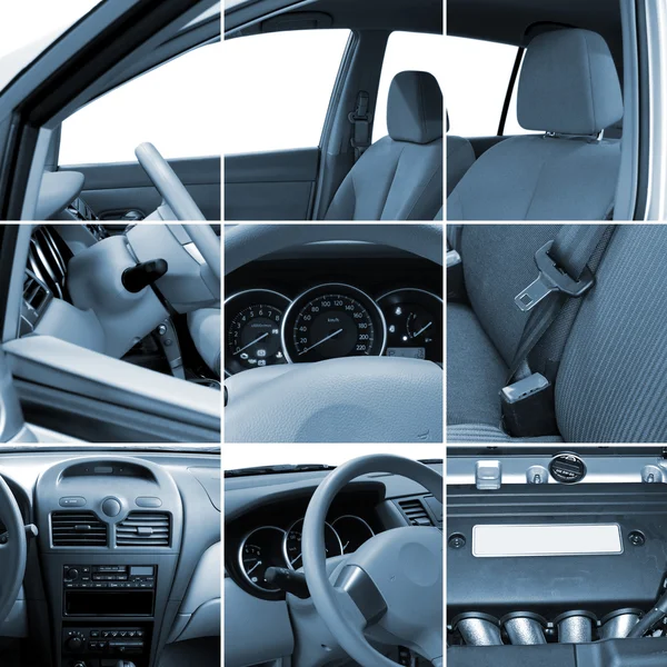 Collage di dettagli interni auto — Foto Stock