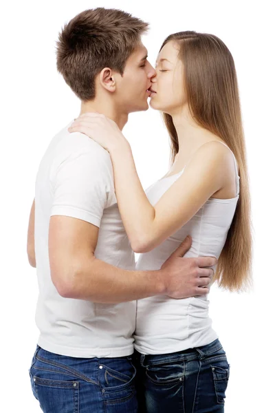 Young couple isolated on white background — Stock Photo, Image