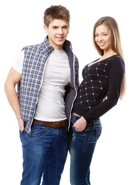 Young couple isolated on white background — Stock Photo, Image