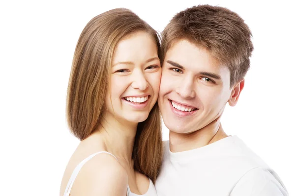 Junges Paar isoliert auf weißem Hintergrund — Stockfoto