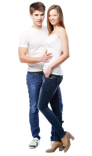 Junges Paar isoliert auf weißem Hintergrund — Stockfoto