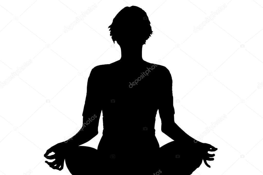 Meditating woman silhouette