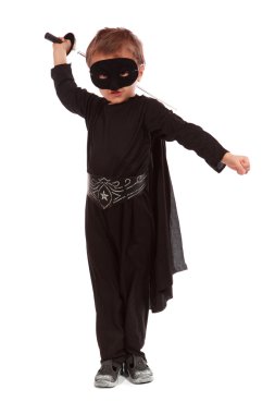 Young boy dressed in Zorro clipart