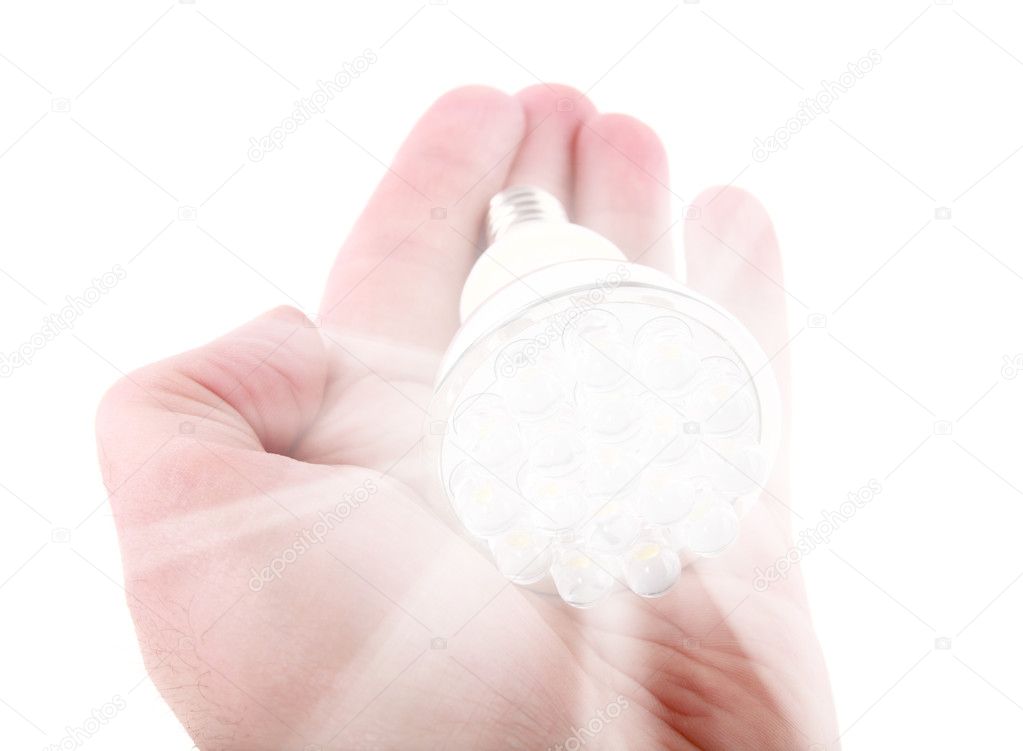 Led light bulb in hand