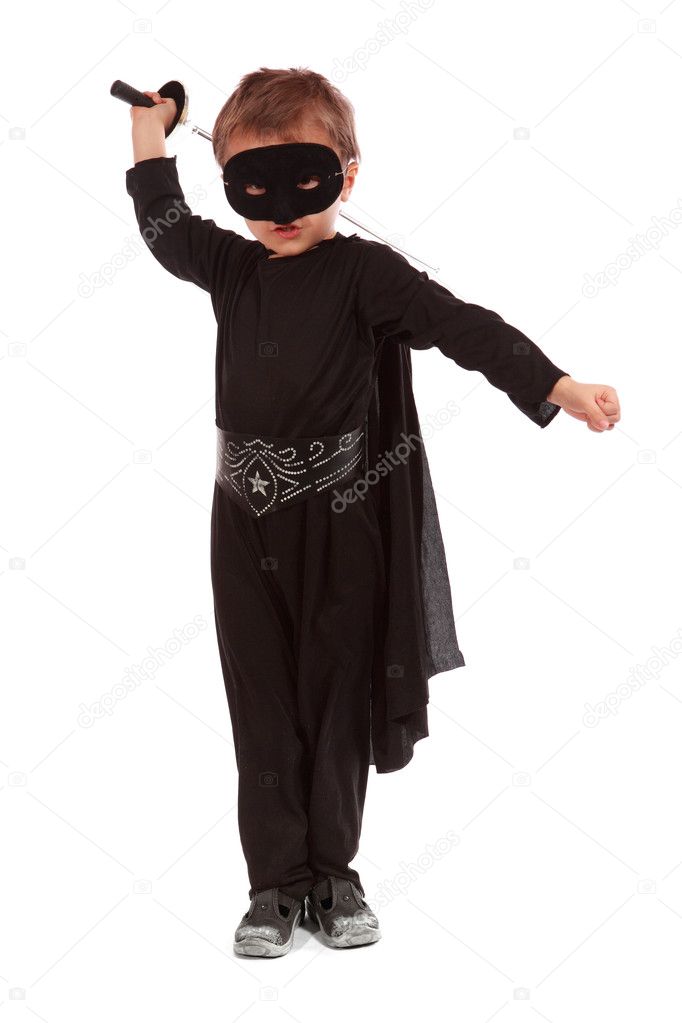 Young boy dressed in Zorro