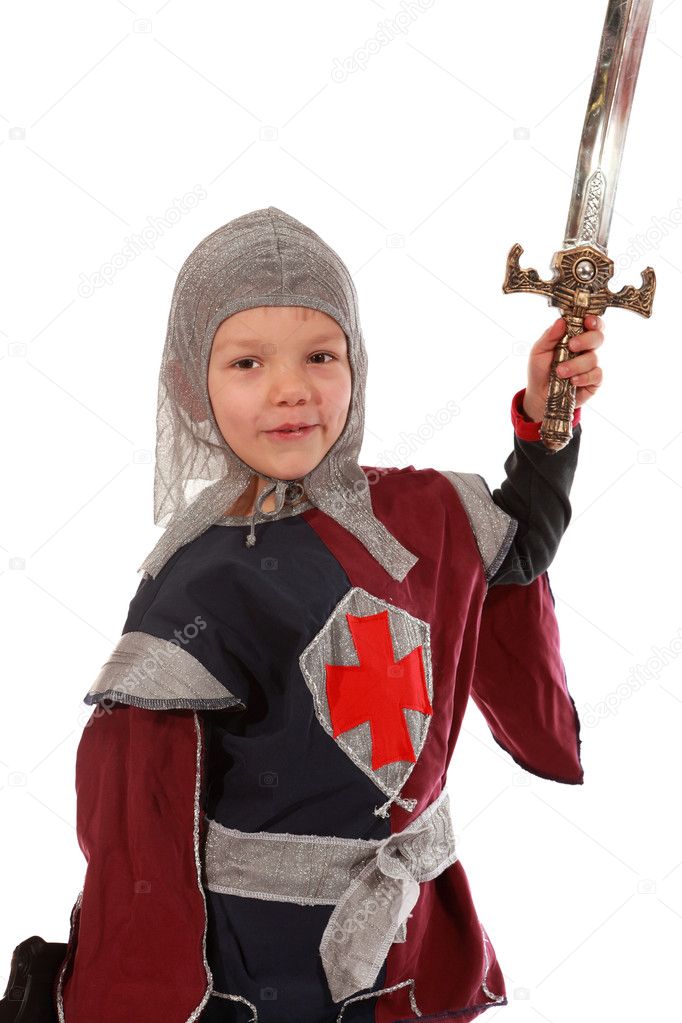 Young boy dressed as a Knight