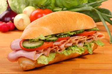 Delicious ham, cheese and salad sandwiches clipart