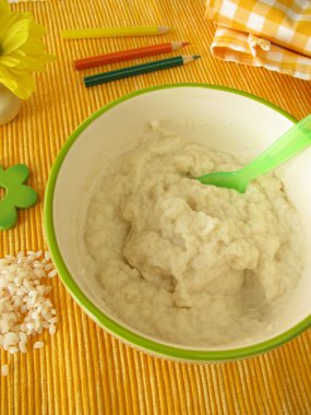 Creamed rice for babies and small children clipart