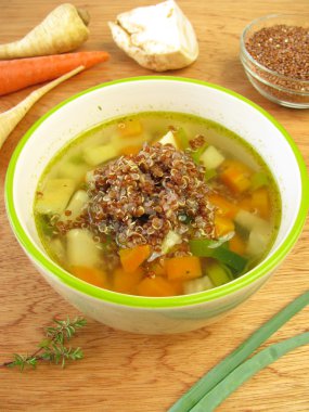 Vegetable soup with red quinoa clipart