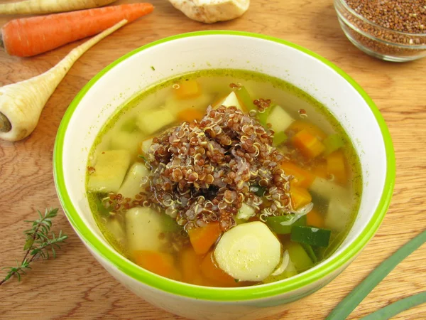 Vegetable soup with red quinoa — Stock Photo, Image
