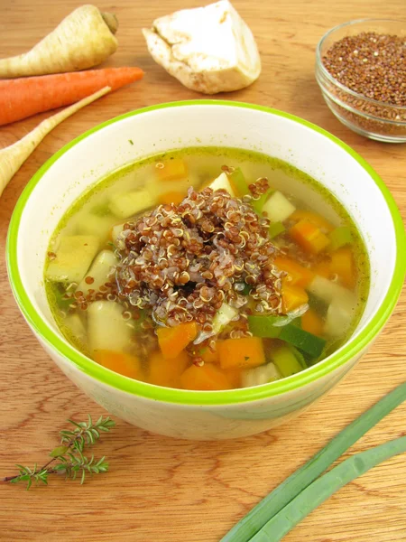 Vegetable soup with red quinoa — Stock Photo, Image