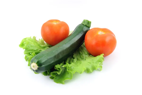 Zucchini and tomato on salad — Stock Photo, Image