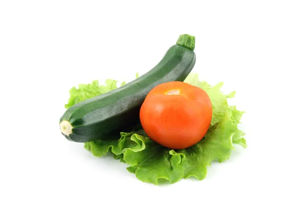 Zucchini and tomato on salad — Stock Photo, Image
