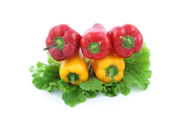 Olympic symbol made with red and yellow bell pepper — Stock Photo, Image