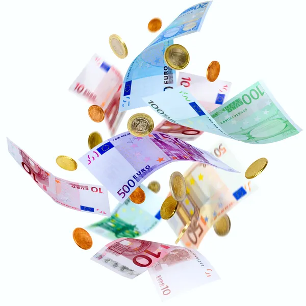 Летающие деньги евро — стоковое фото