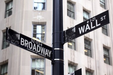 Broadway and Wall Street Signs clipart