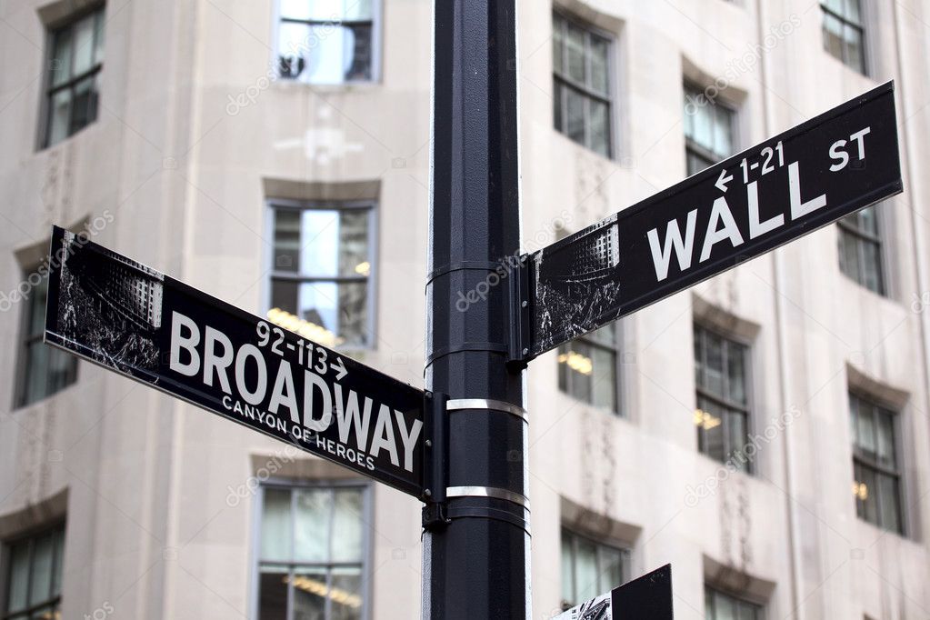 Broadway and Wall Street Signs