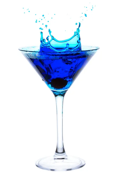 溅蓝色马提尼酒 — 图库照片