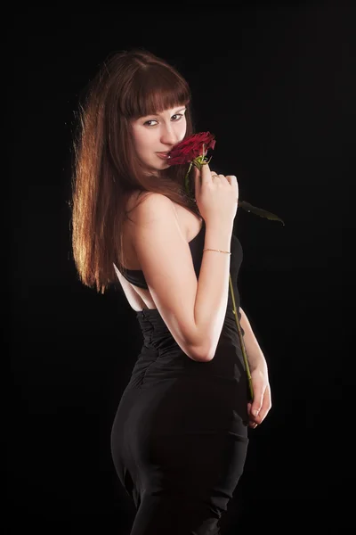 La chica con una rosa — Foto de Stock