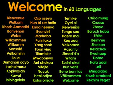 Welcome written in 60 different languages clipart