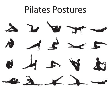20 Pilates or Yoga Postures Positions Illustration clipart